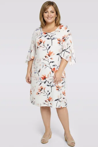 Szara sukienka w kwiaty
