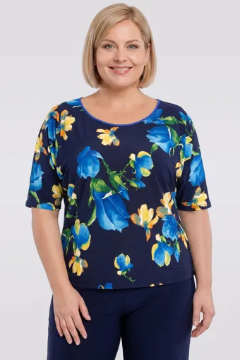 Bluzka granatowa w białe kropki