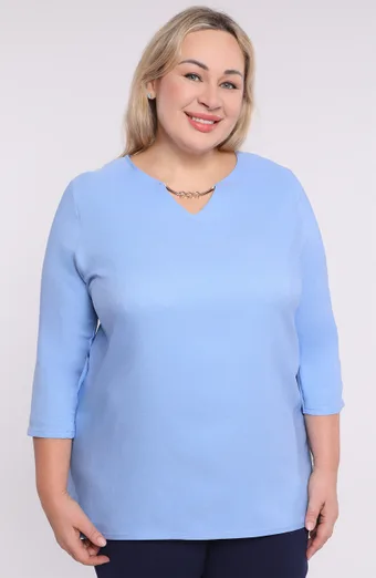 Jasnoróżowa bluzka złoty dekolt
