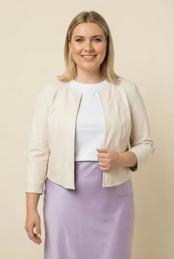 Dzianinowy żakiet w bordową abstrakcję