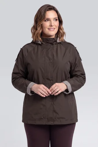 Khaki kurtka z podszewką w kratę